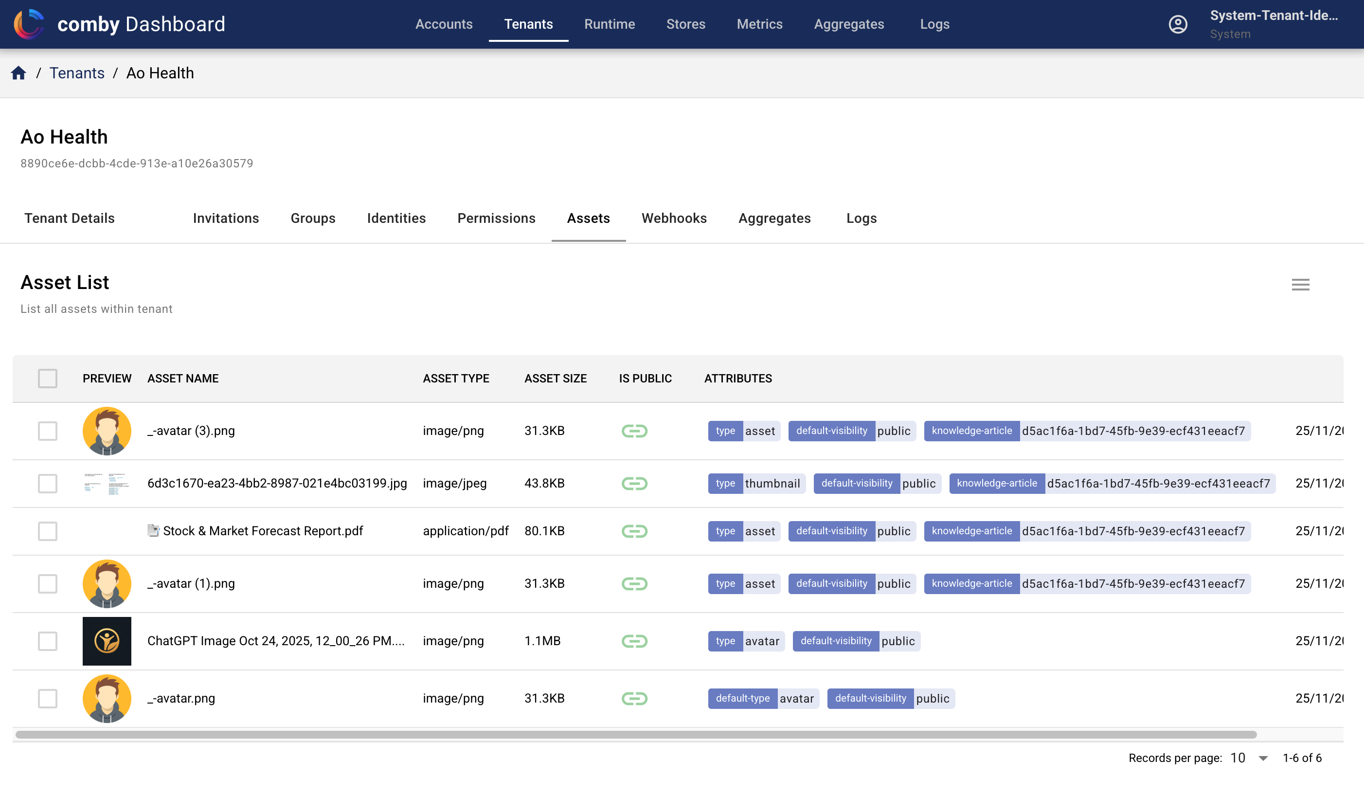 Admin Dashboard - Assets