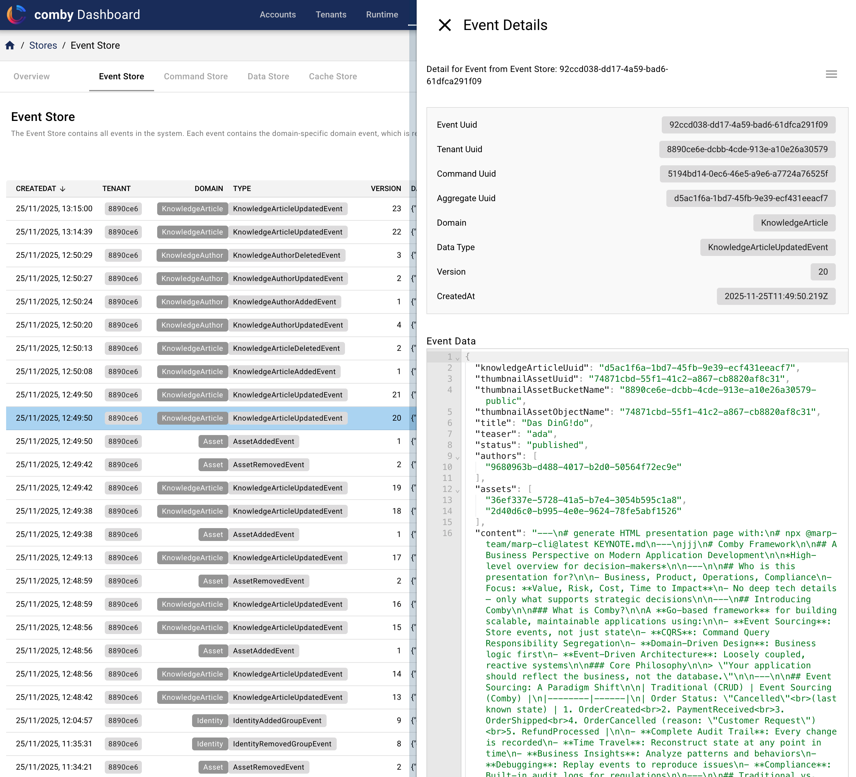 Admin Dashboard - Event Store